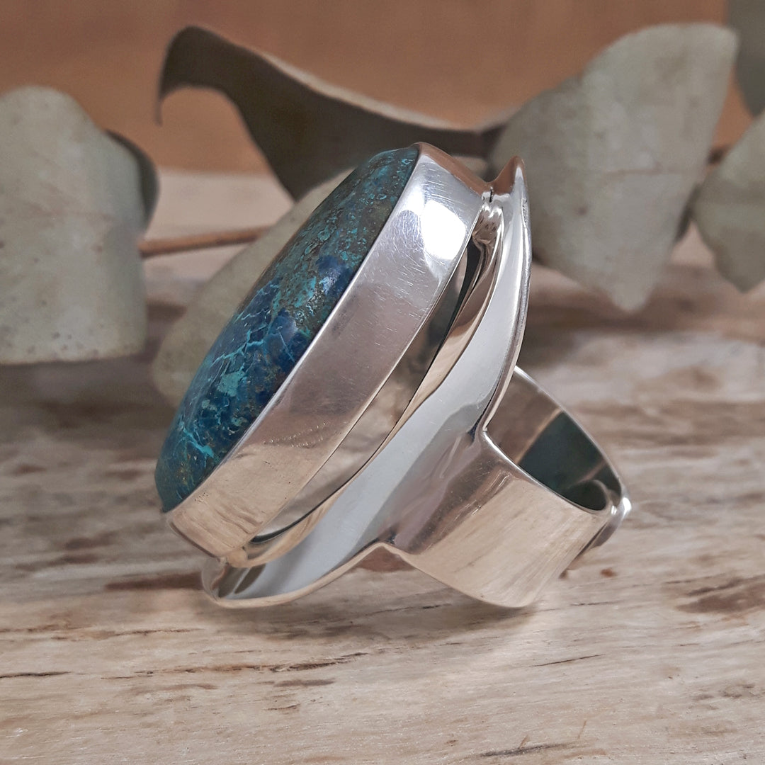 Monet Chrysocolla Adjustable XL Oval Ring