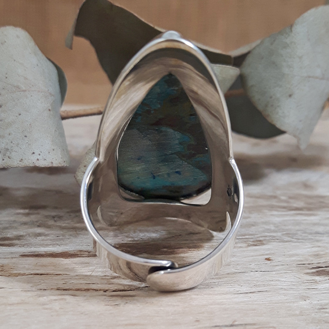 Monet Chrysocolla Adjustable XXL Teardrop Ring