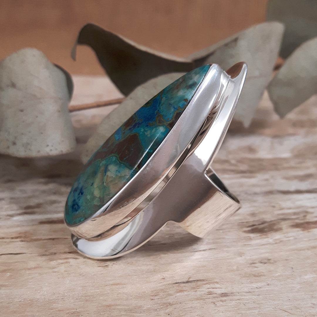 Monet Chrysocolla Adjustable XXL Teardrop Ring