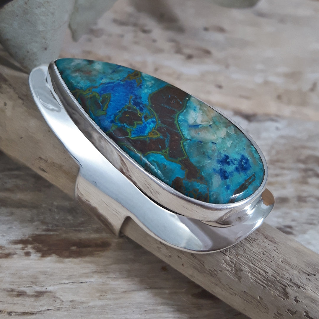 Monet Chrysocolla Adjustable XXL Teardrop Ring