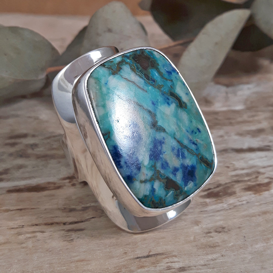 Monet Chrysocolla Adjustable XXL01 Rectangle Ring