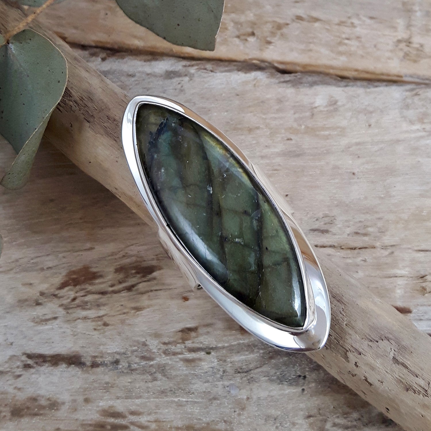 Monet Labradorite Marquise XXL Adjustable Ring A