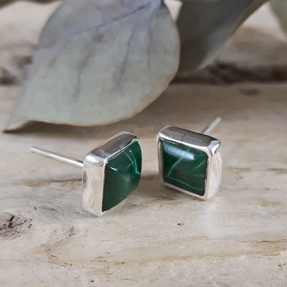Monet Malachite Small Stud Earrings A