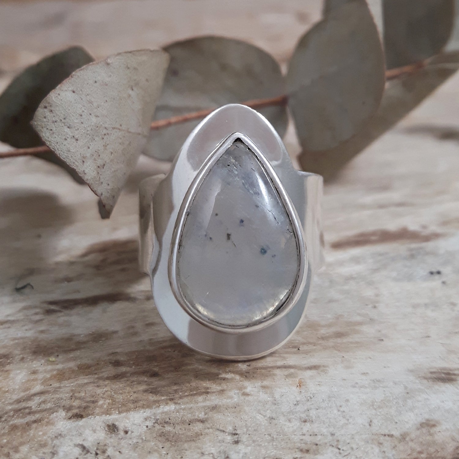Monet Moonstone Teardrop Small Adjustable Ring A