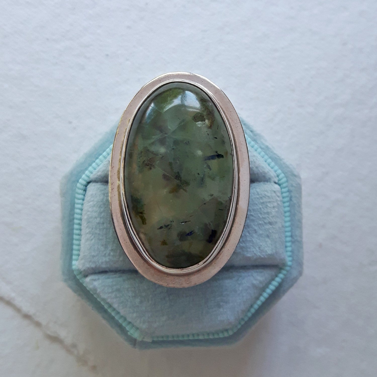 PERFECTLY IMPERFECT Monet Prehnite Large Sterling Silver Adjustable Ring