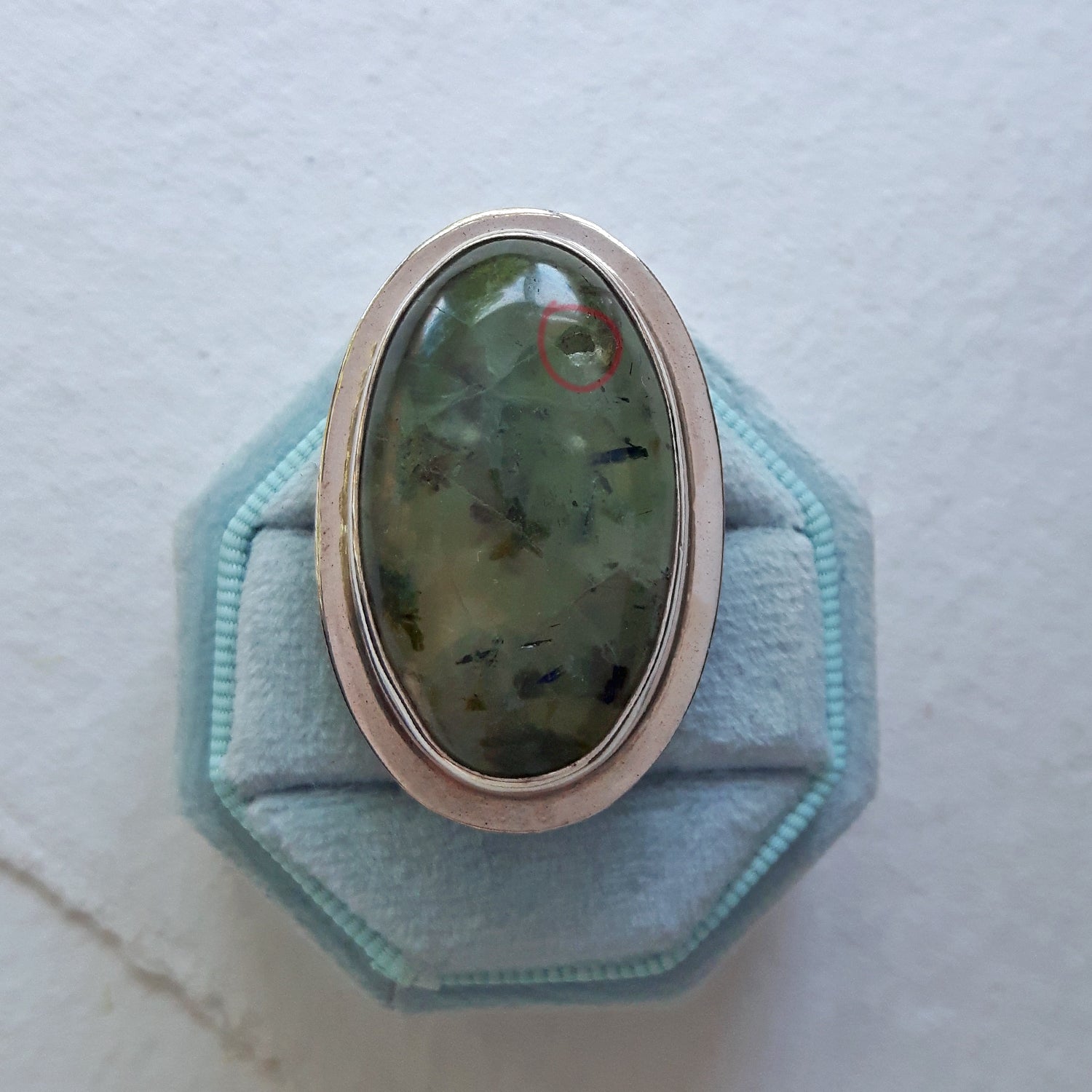 PERFECTLY IMPERFECT Monet Prehnite Large Sterling Silver Adjustable Ring