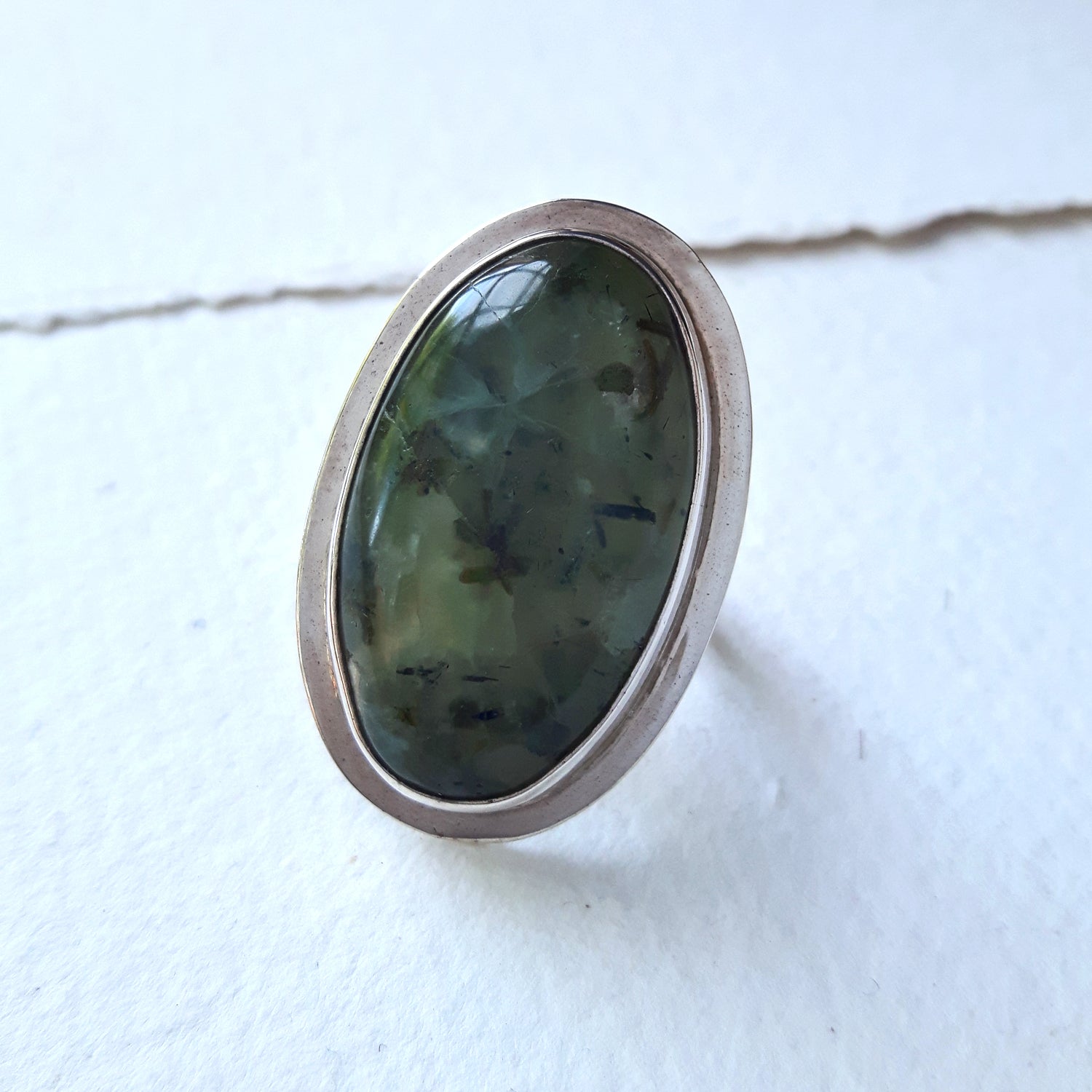 PERFECTLY IMPERFECT Monet Prehnite Large Sterling Silver Adjustable Ring