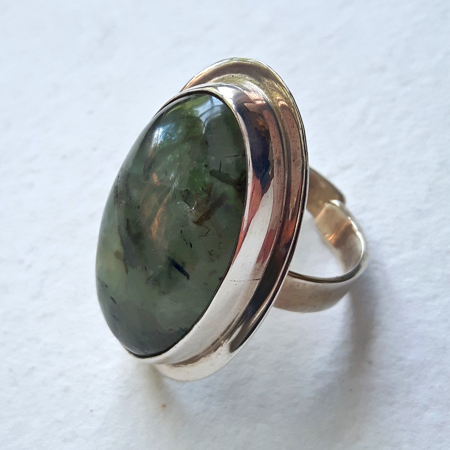 PERFECTLY IMPERFECT Monet Prehnite Large Sterling Silver Adjustable Ring