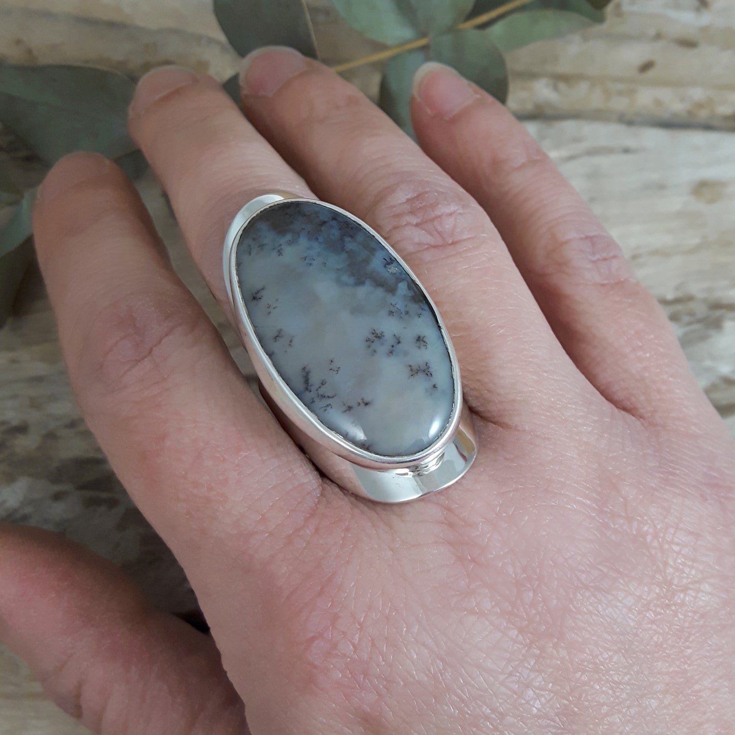 Monet Sage Agate Adjustable Ring A