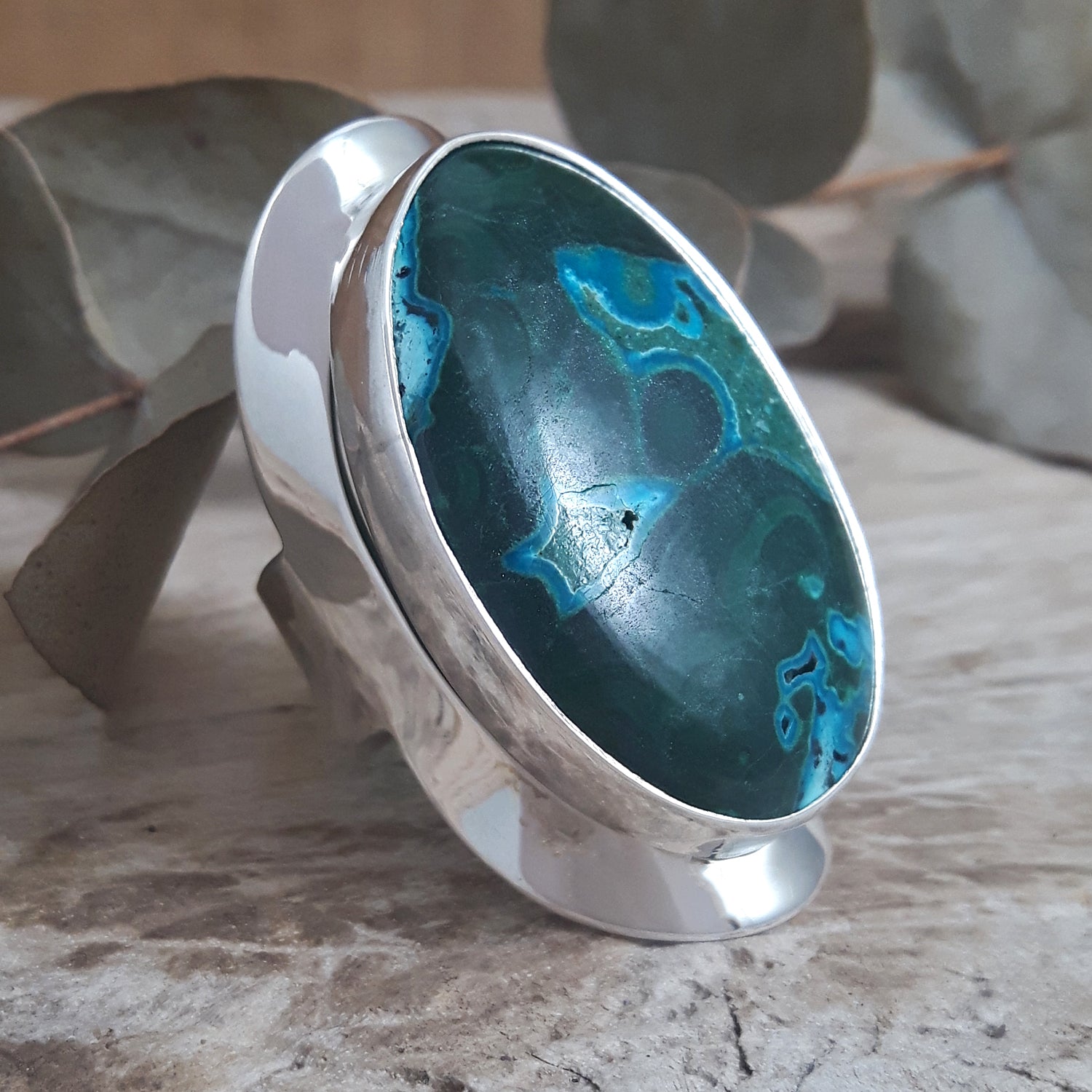 Monet Shattuckite Gemstone Large Adjustable Ring A