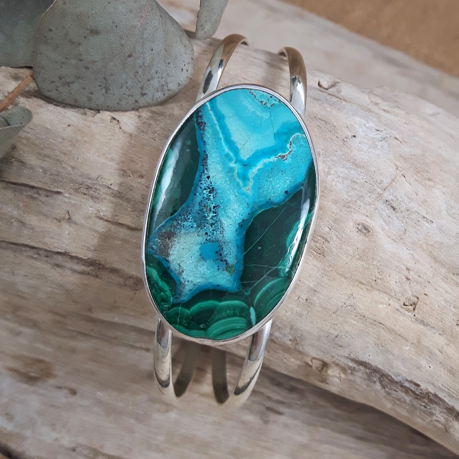 Monet Shattuckite Medium Oval Gemstone Cuff