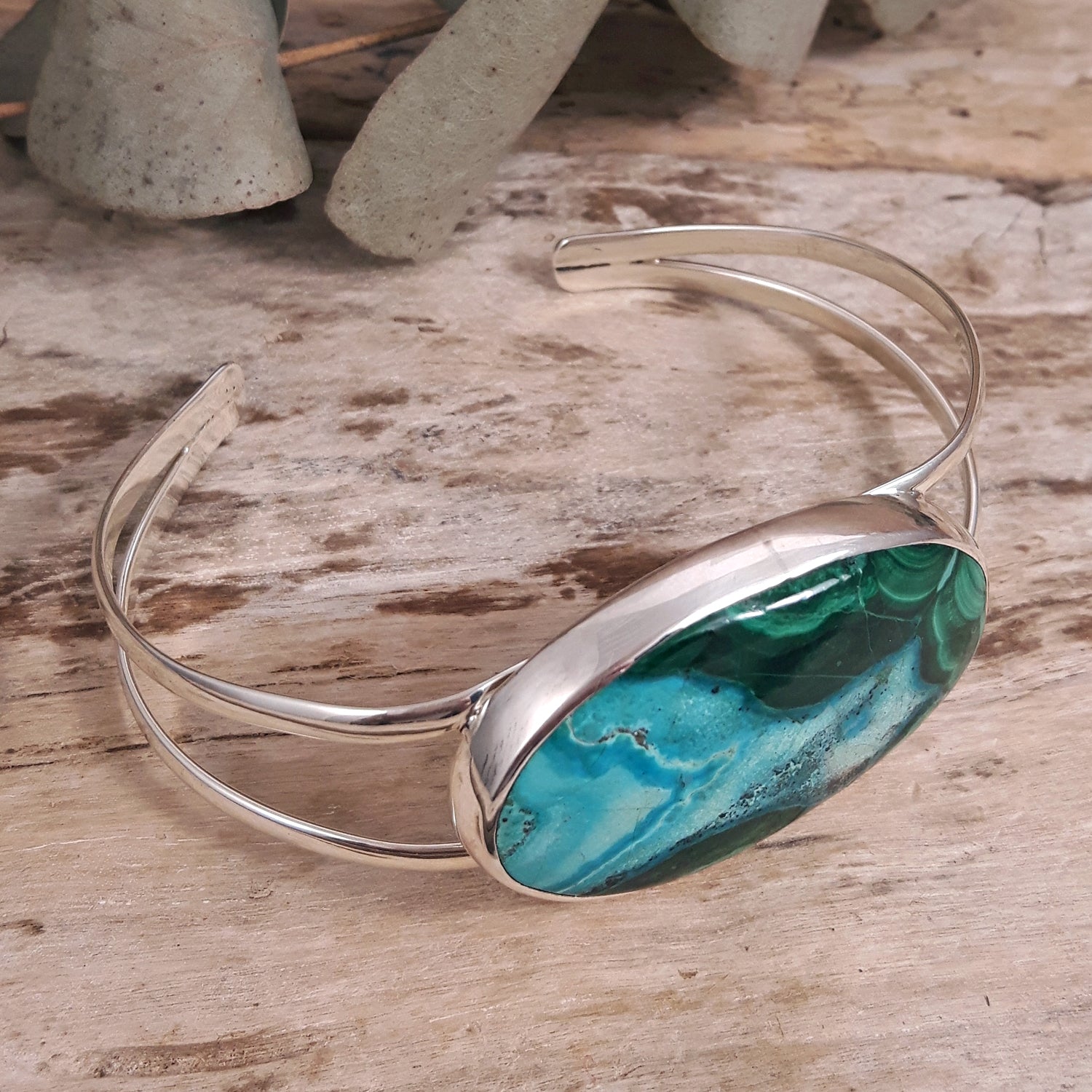 Monet Shattuckite Medium Oval Gemstone Cuff