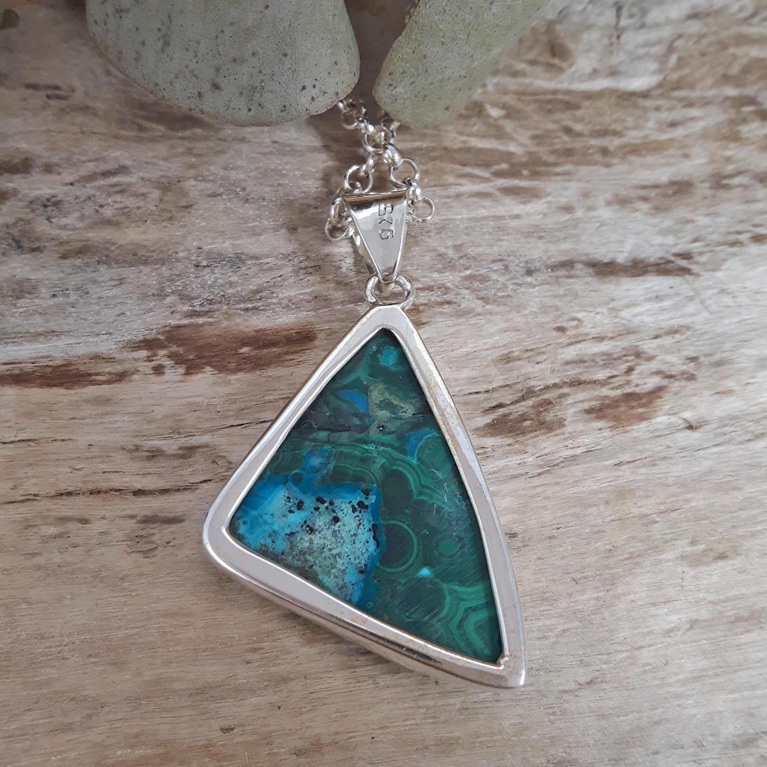 Monet Shattuckite Medium Triangle Pendant