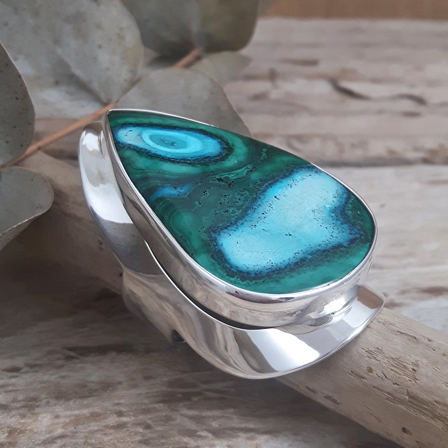 Monet Shattuckite Teardrop Gemstone XL Adjustable Ring A