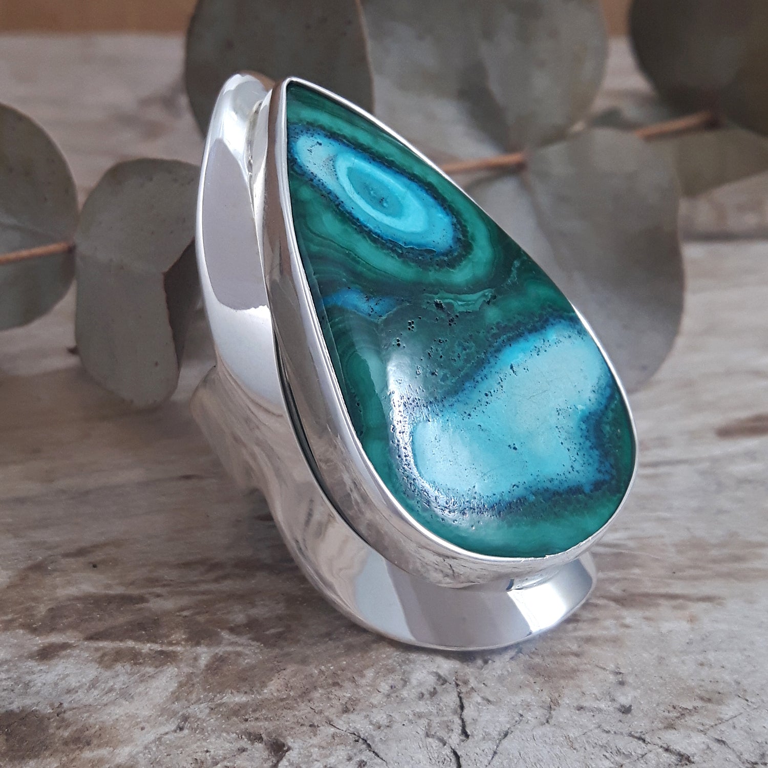 Monet Shattuckite Teardrop Gemstone XL Adjustable Ring A