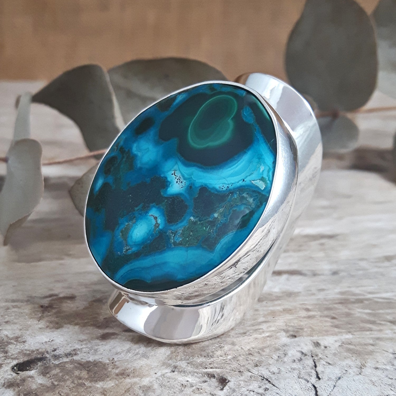 Monet Shattuckite Gemstone XXL Round Adjustable Ring A