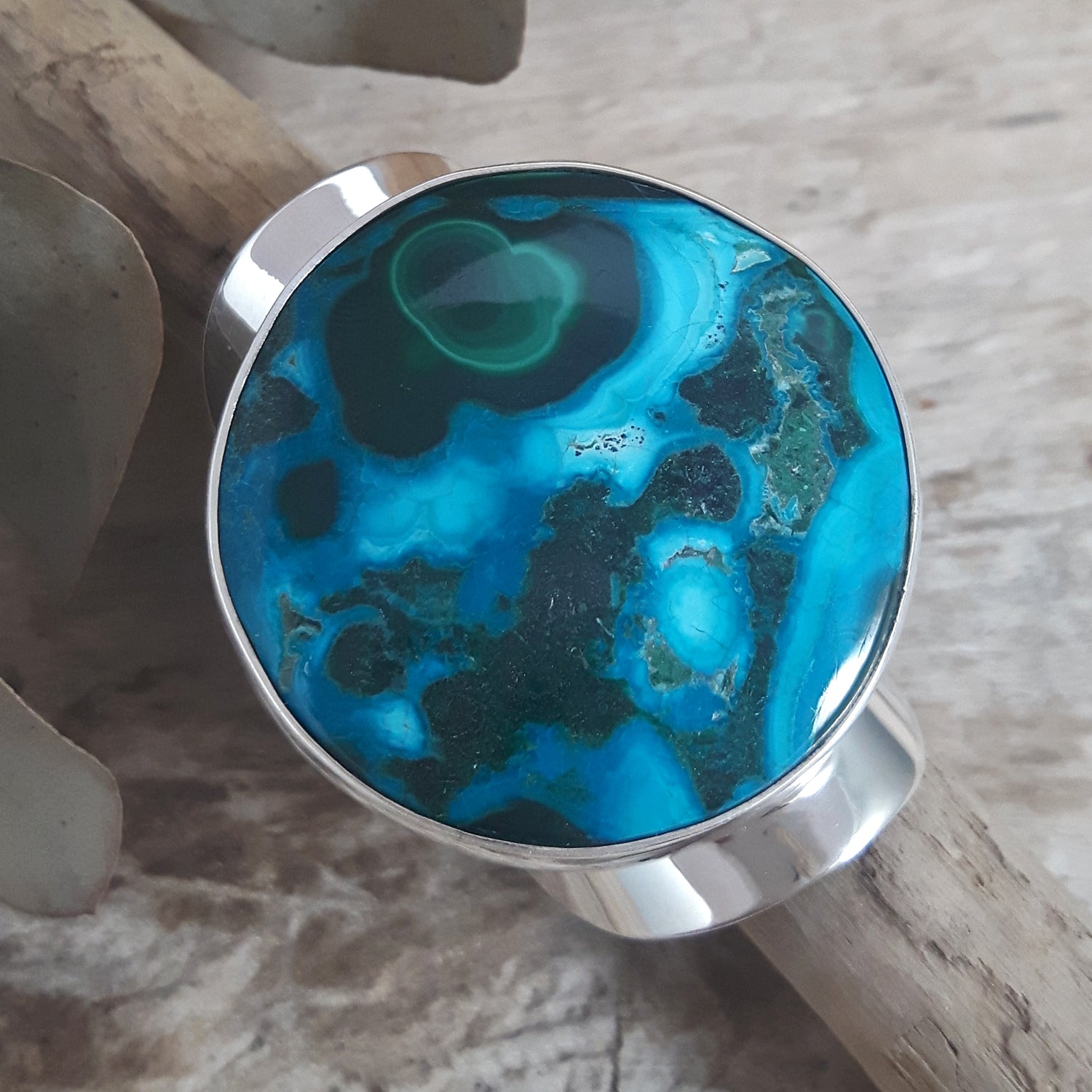 Monet Shattuckite Gemstone XXL Round Adjustable Ring A