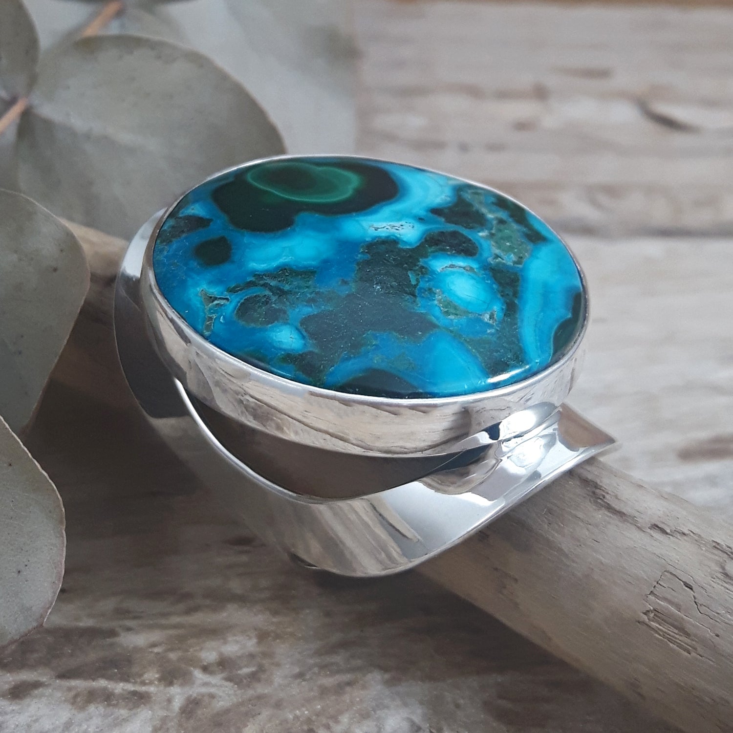 Monet Shattuckite Gemstone XXL Round Adjustable Ring A