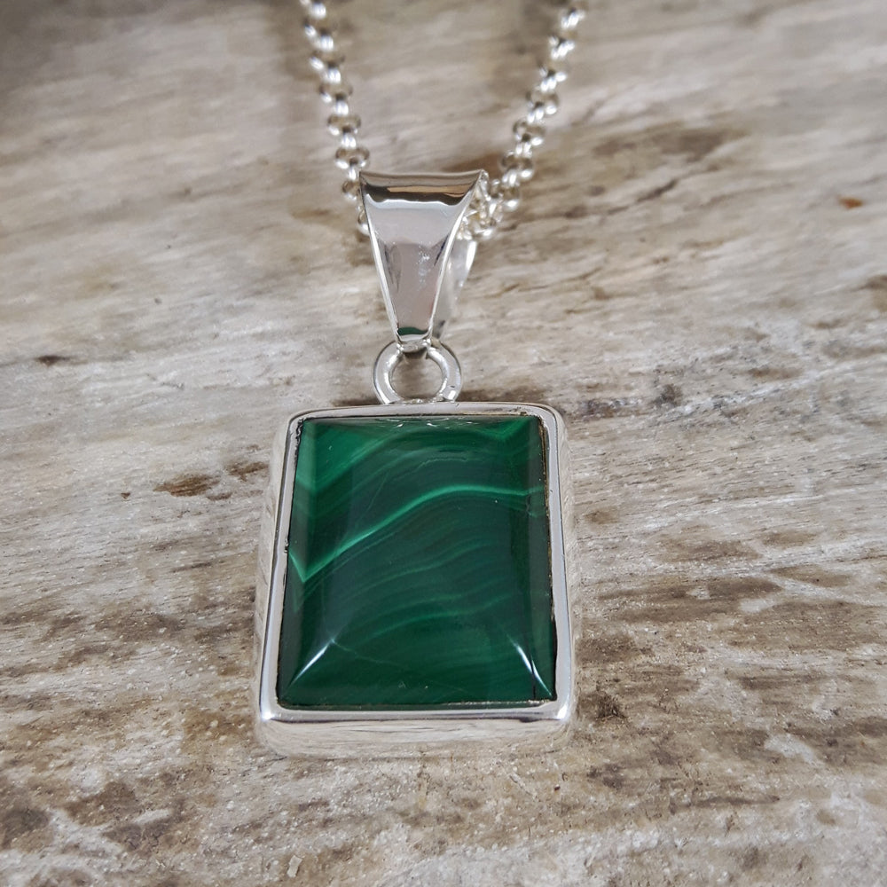 Monet Malachite Small Rectangle Pendant A