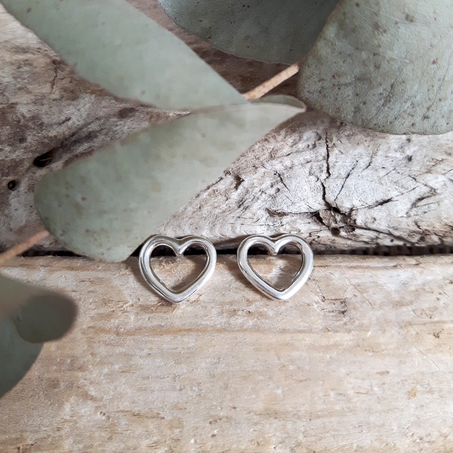 Open Heart Stud Earrings
