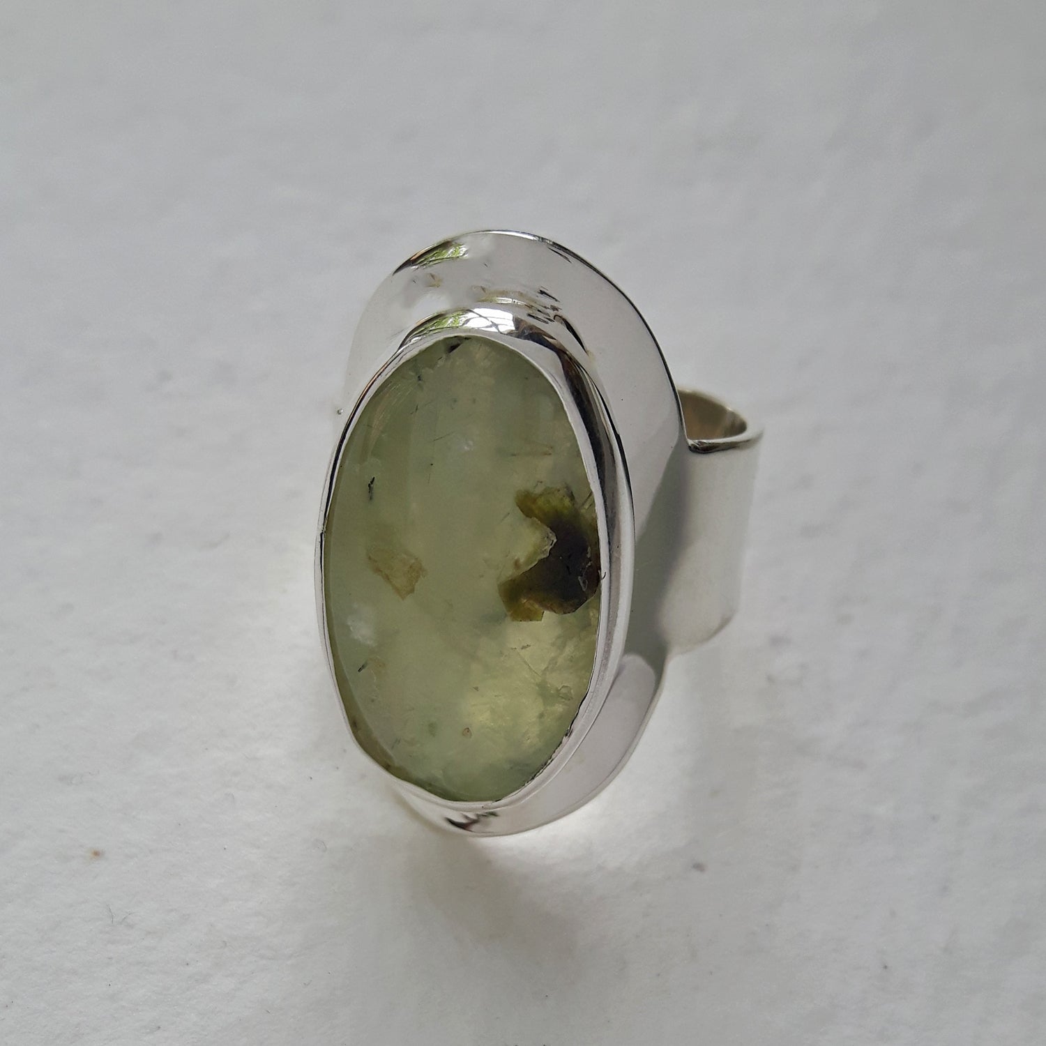PERFECTLY IMPERFECT Prehnite Fern Medium Sterling Silver Adjustable Ring