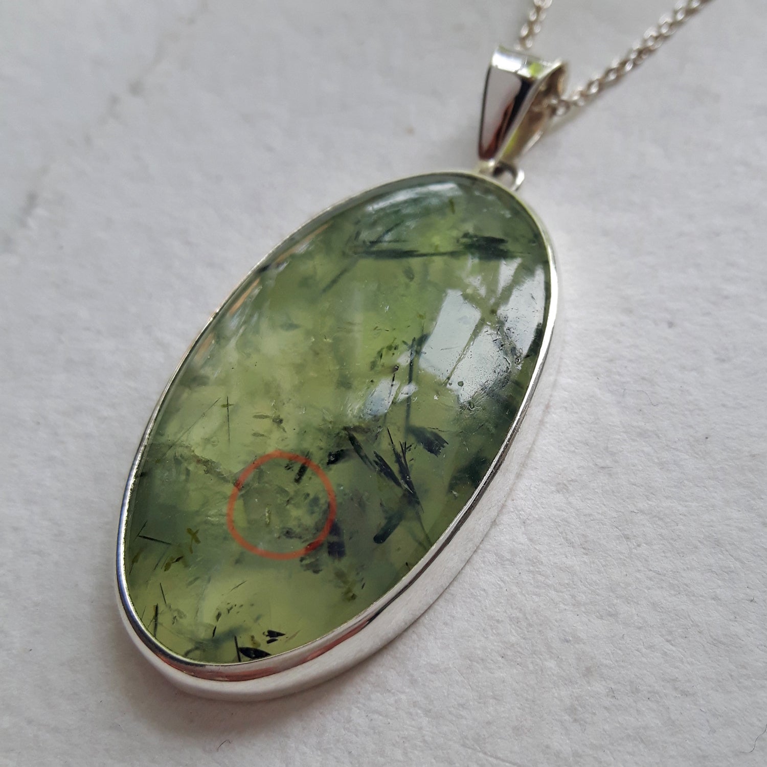 PERFECTLY IMPERFECT Prehnite Fern XL Sterling Silver Gemstone Pendant