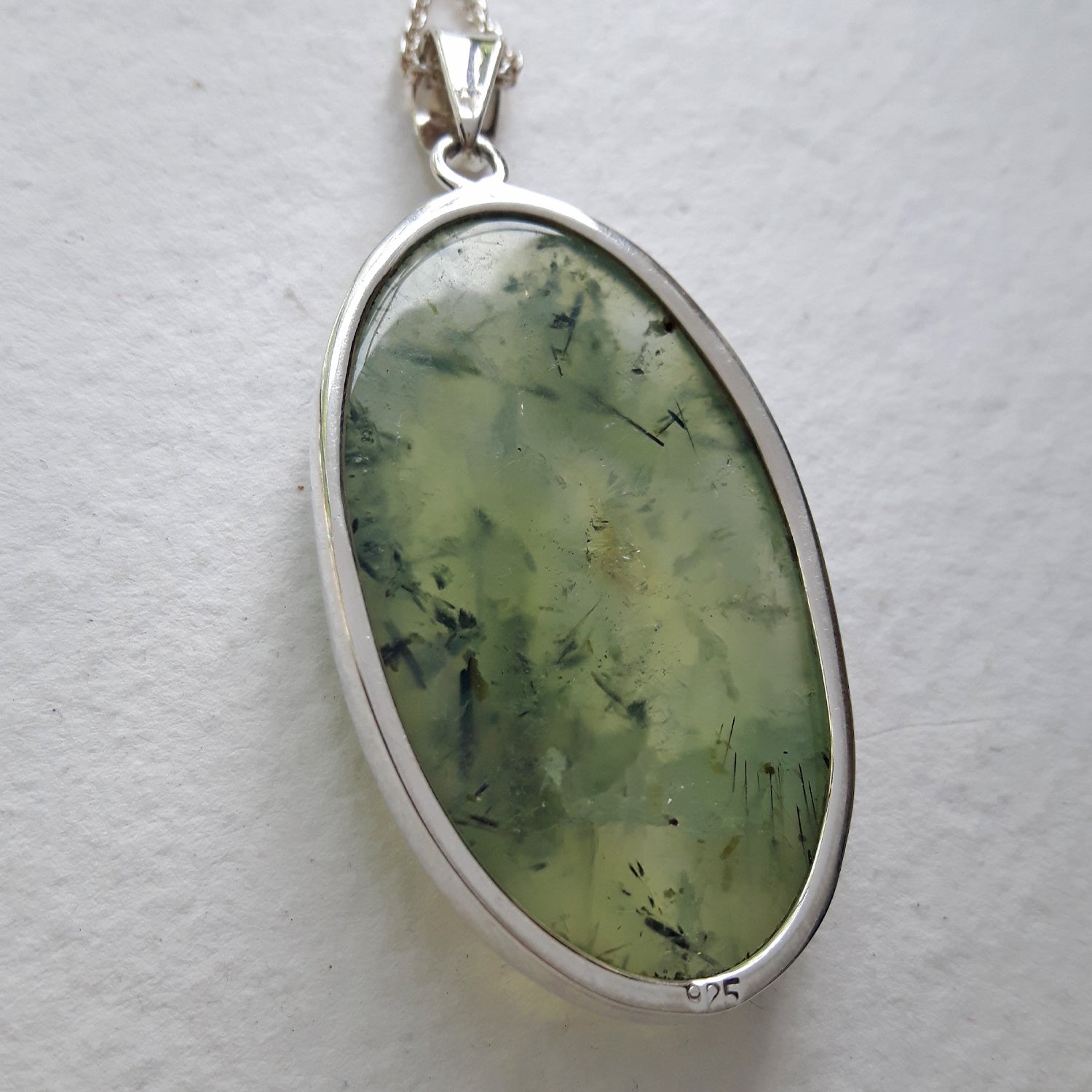 PERFECTLY IMPERFECT Prehnite Fern XL Sterling Silver Gemstone Pendant