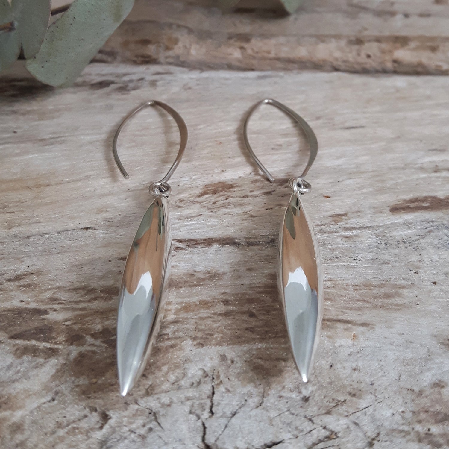 Rioja Long Polished Silver Drop Earrings