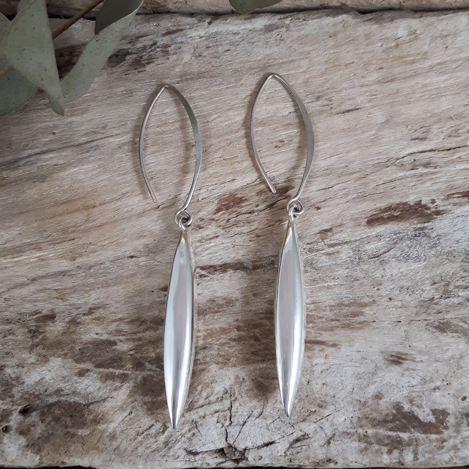 Rioja Long Polished Silver Drop Earrings