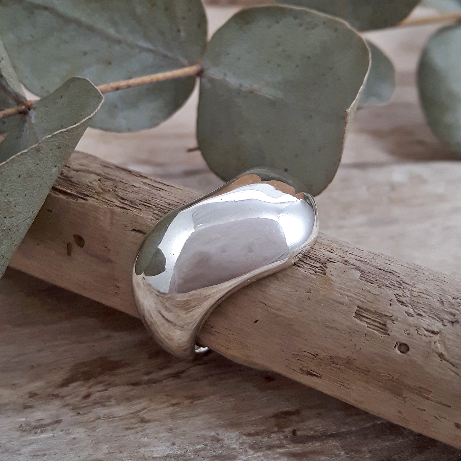 Ripple Polished Silver Ring