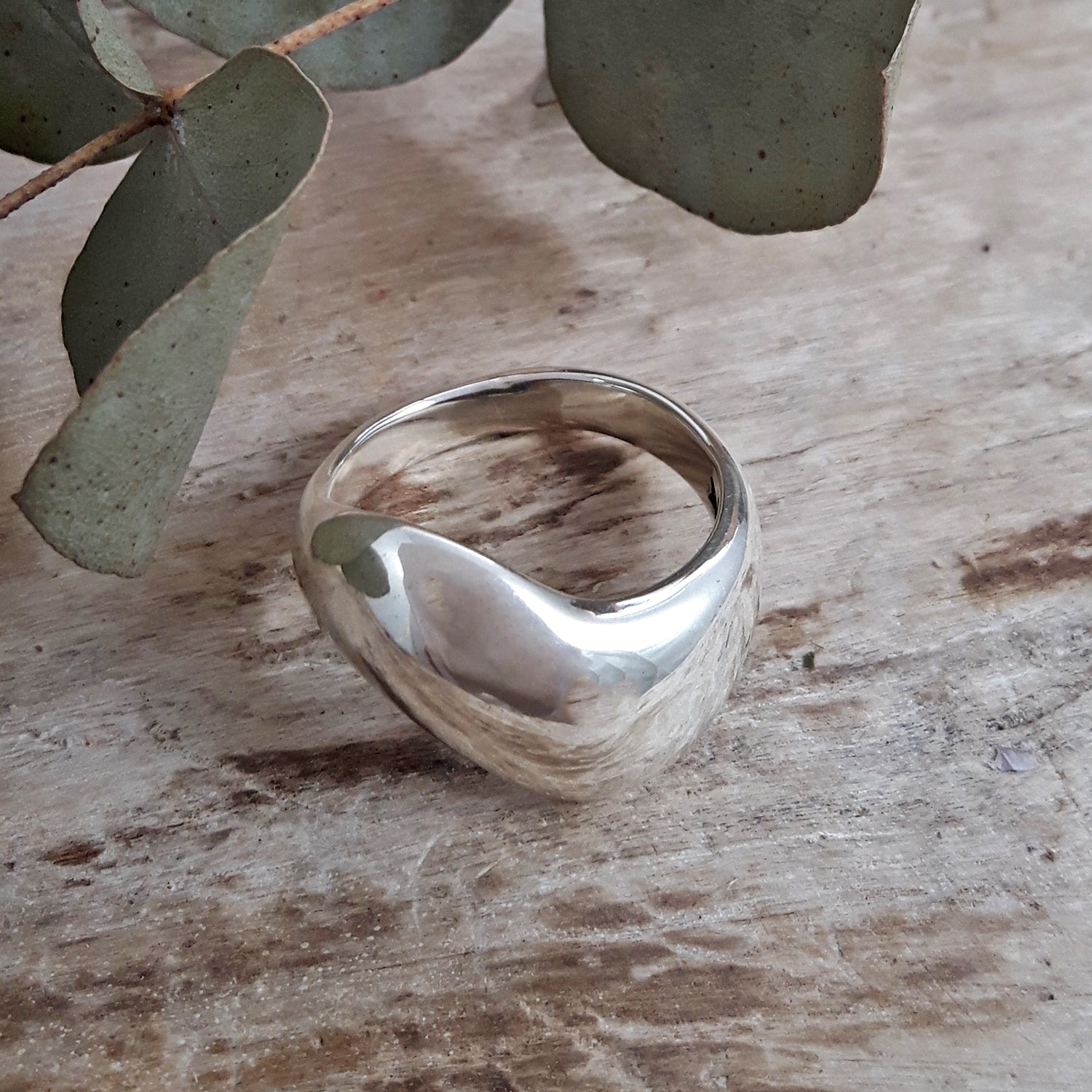 Ripple Polished Silver Ring