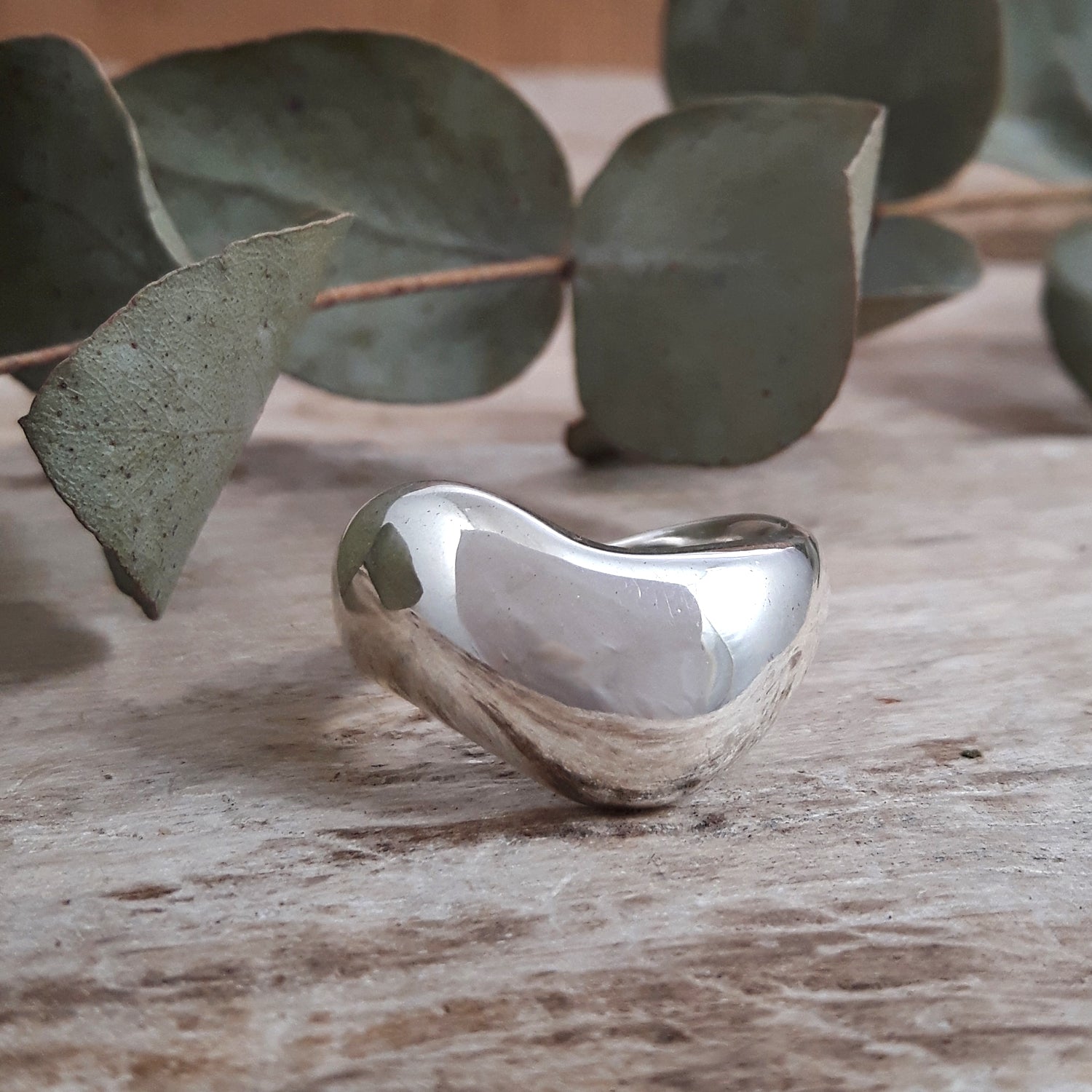 Ripple Polished Silver Ring