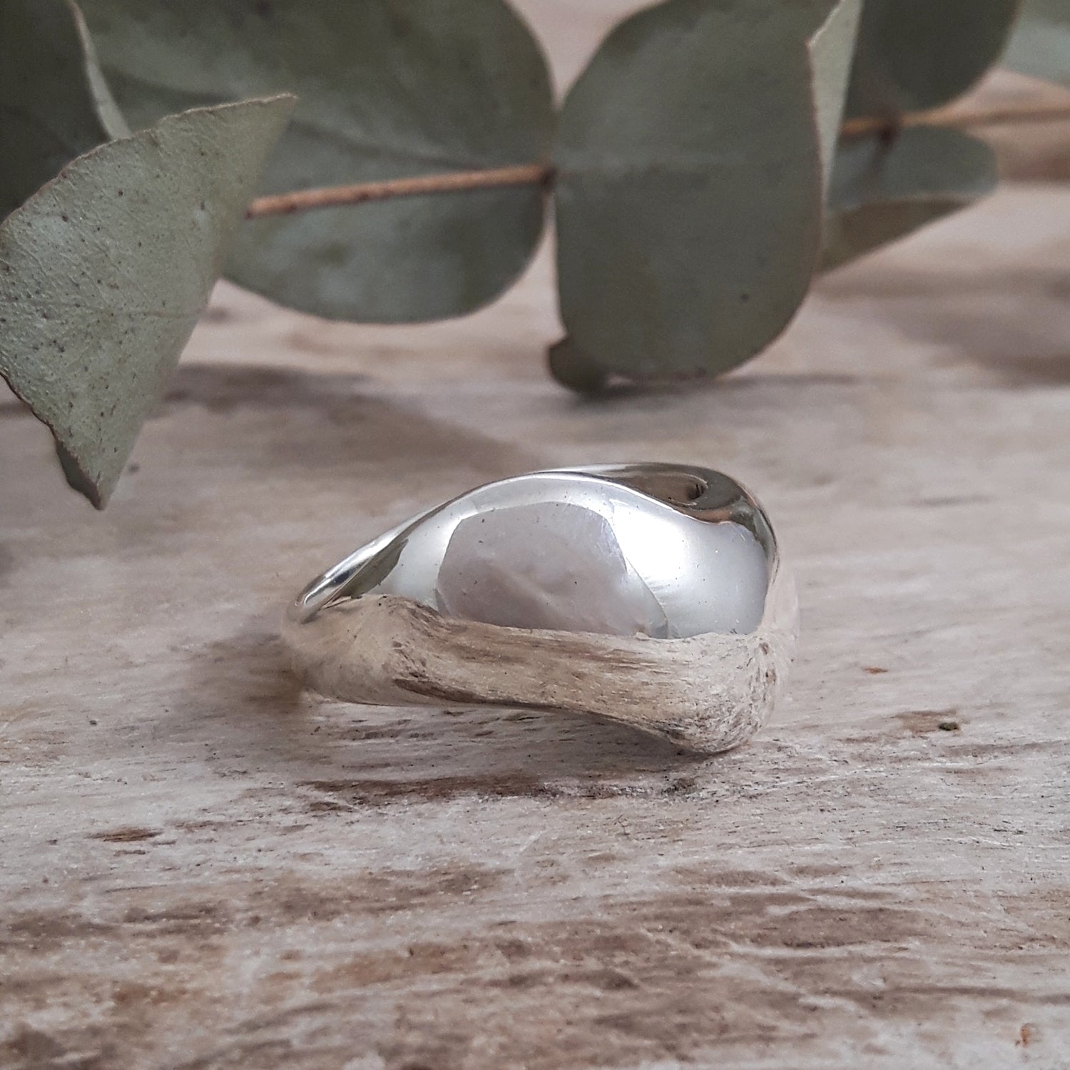 Ripple Polished Silver Ring