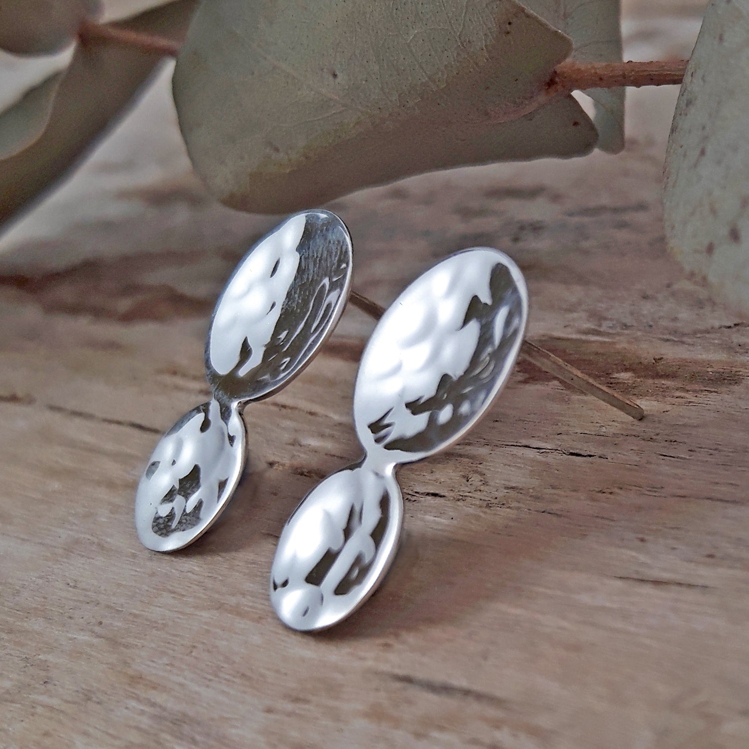 Roma Round Hammered Stud Earrings
