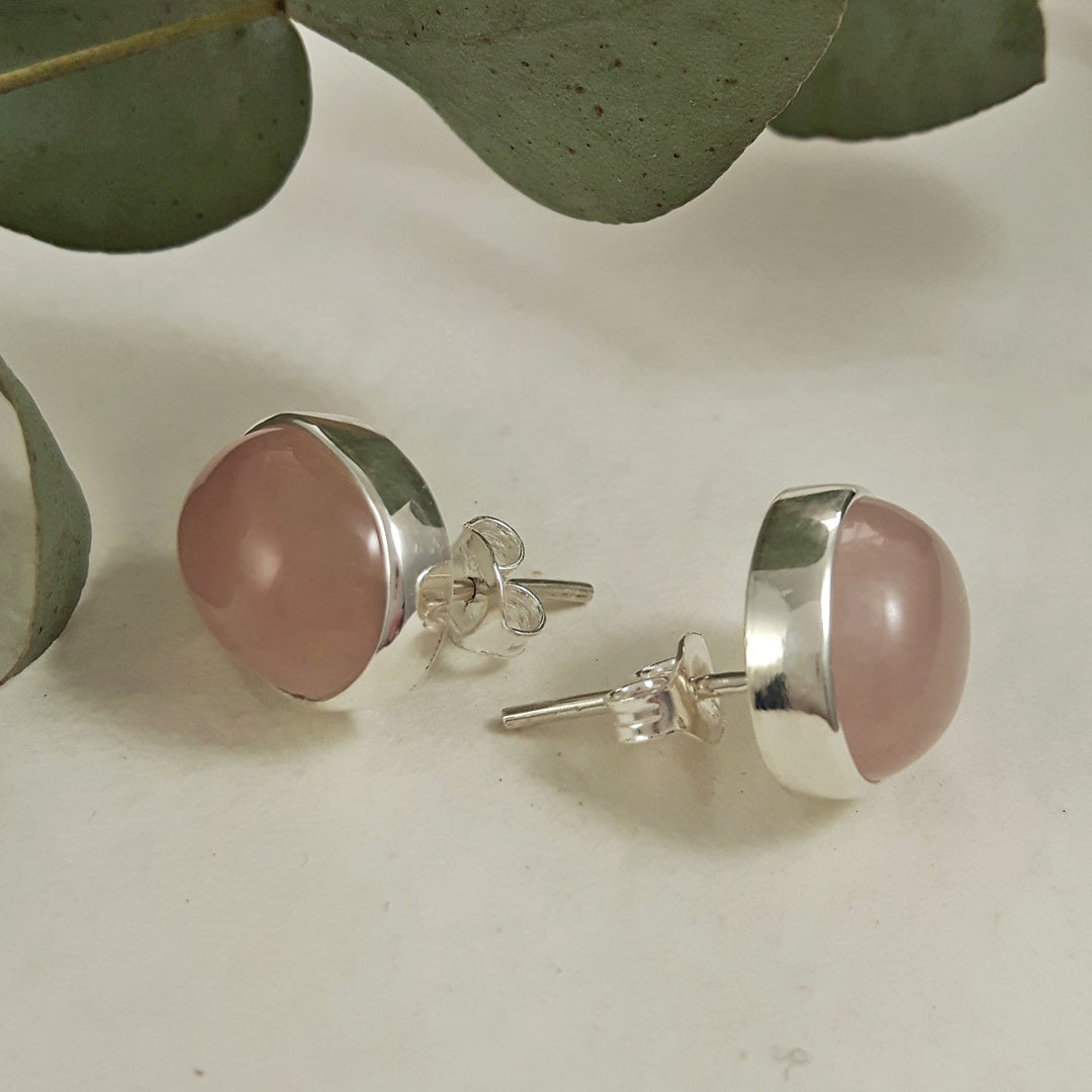 Rose Quartz Medium Stud Earrings