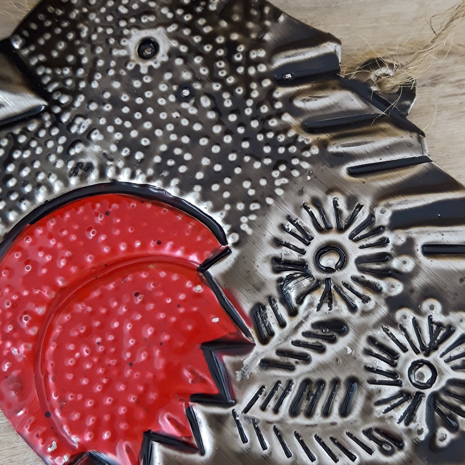Red Sacred Robin Handcrafted Tin Decoration