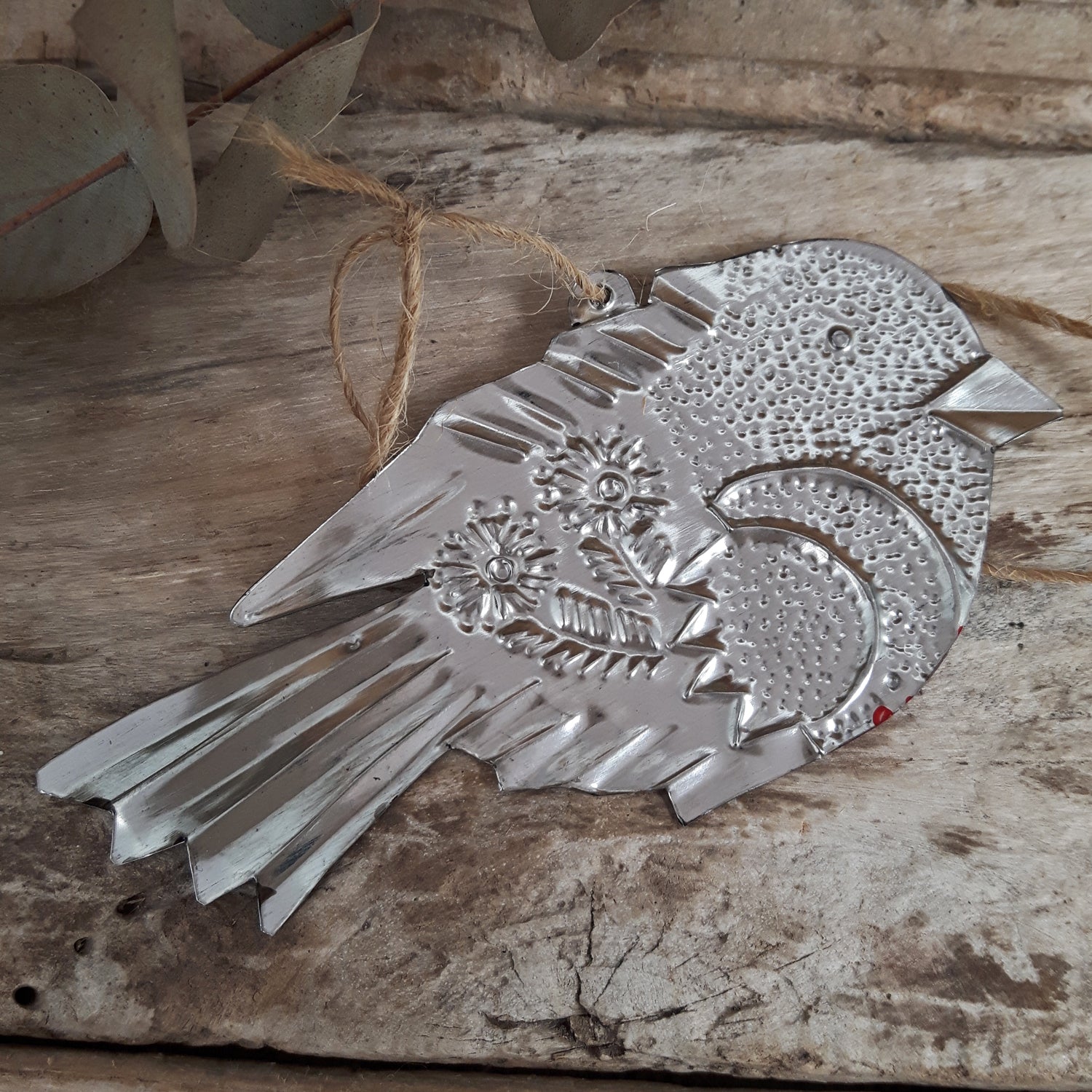 Red Sacred Robin Handcrafted Tin Decoration