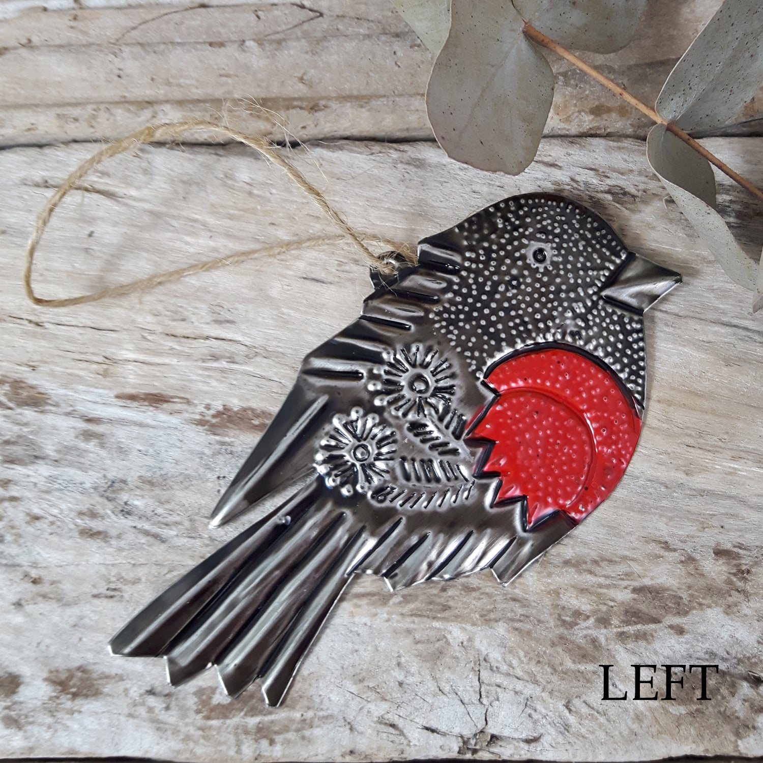 Red Sacred Robin Handcrafted Tin Decoration