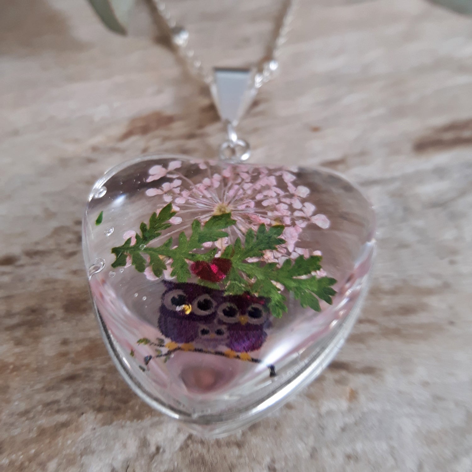 SAMPLE Flores Pink Blossom Tree Heart Pendant