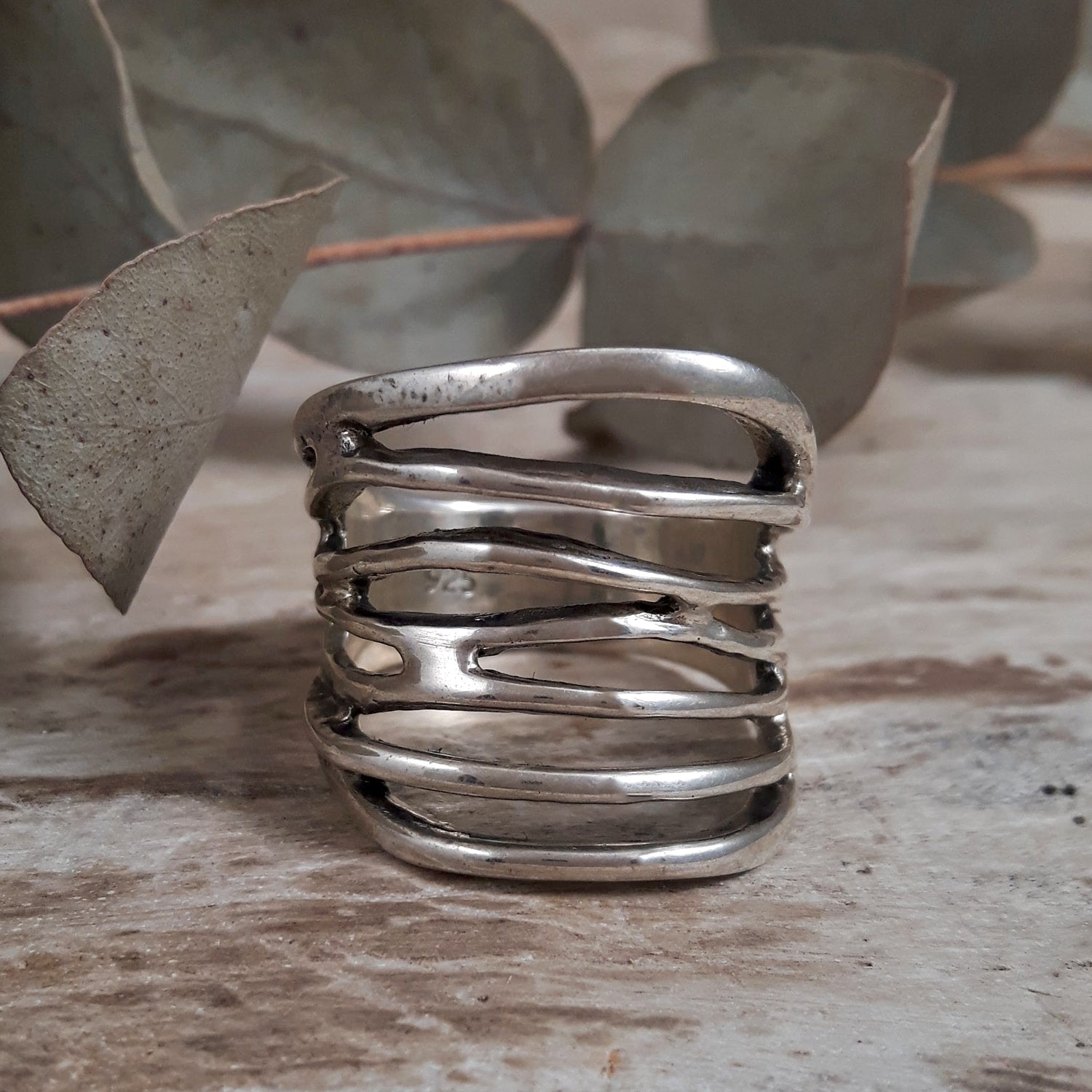 Septimo Oxidised Sterling Silver Ring
