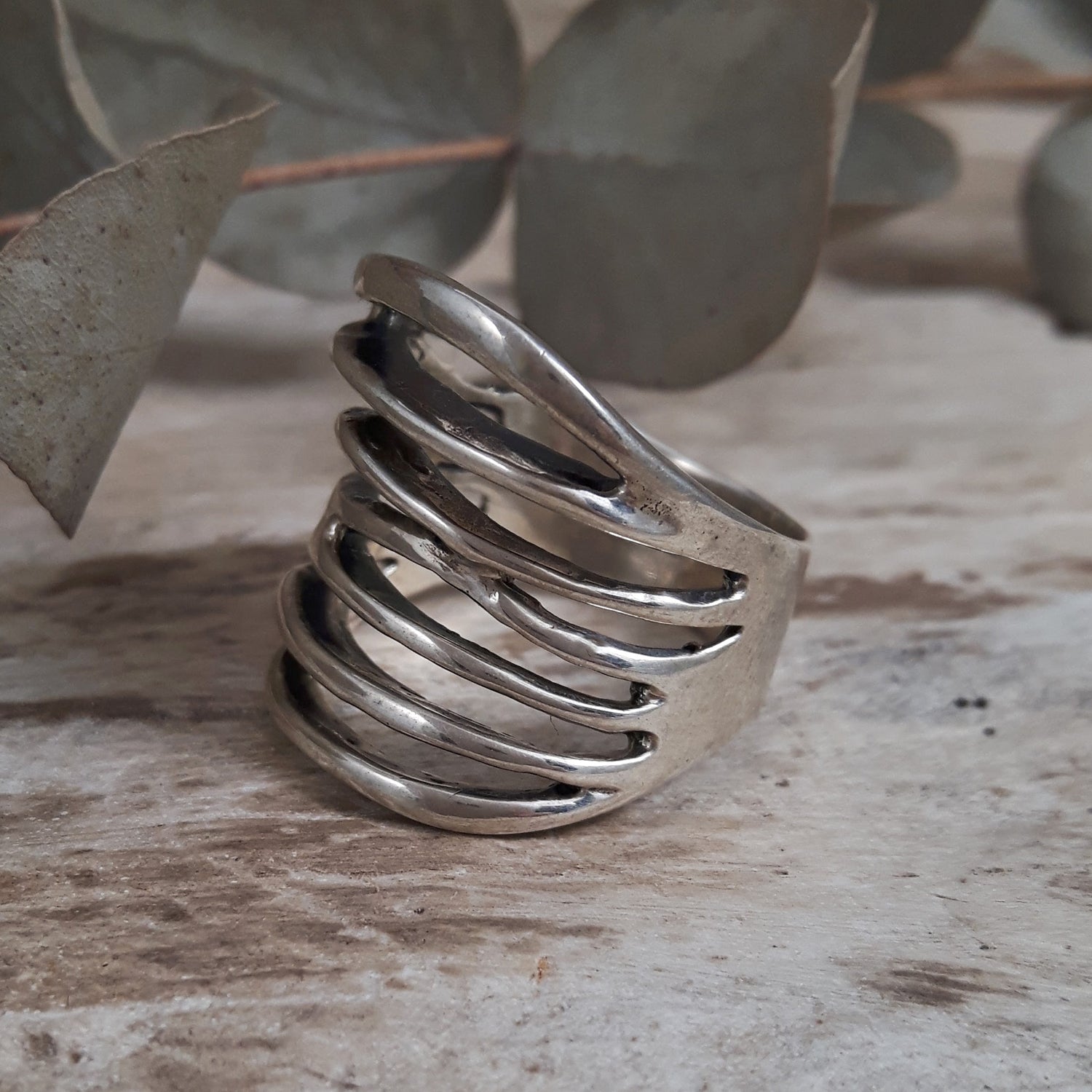 Septimo Oxidised Sterling Silver Ring