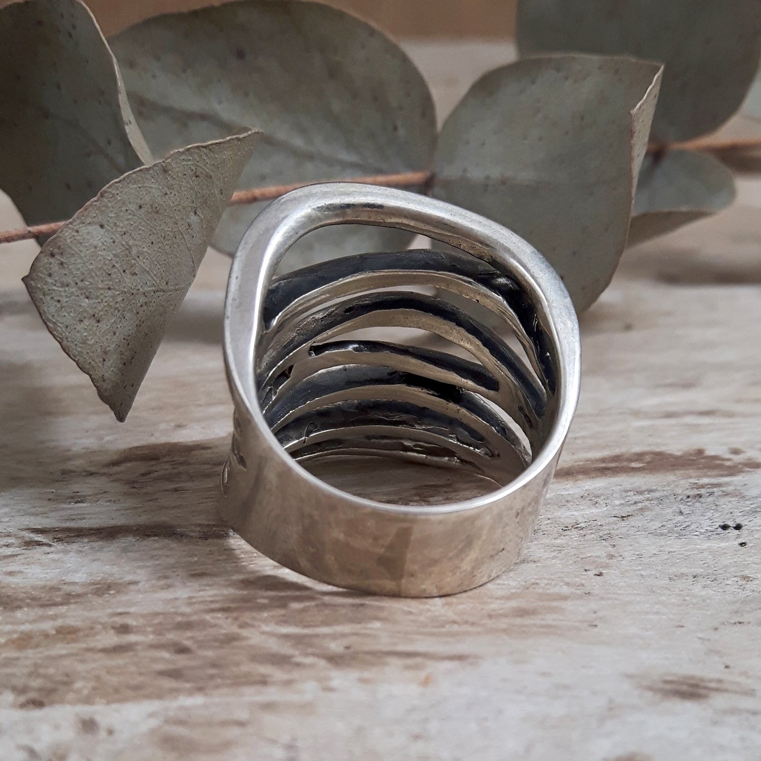 Septimo Oxidised Sterling Silver Ring