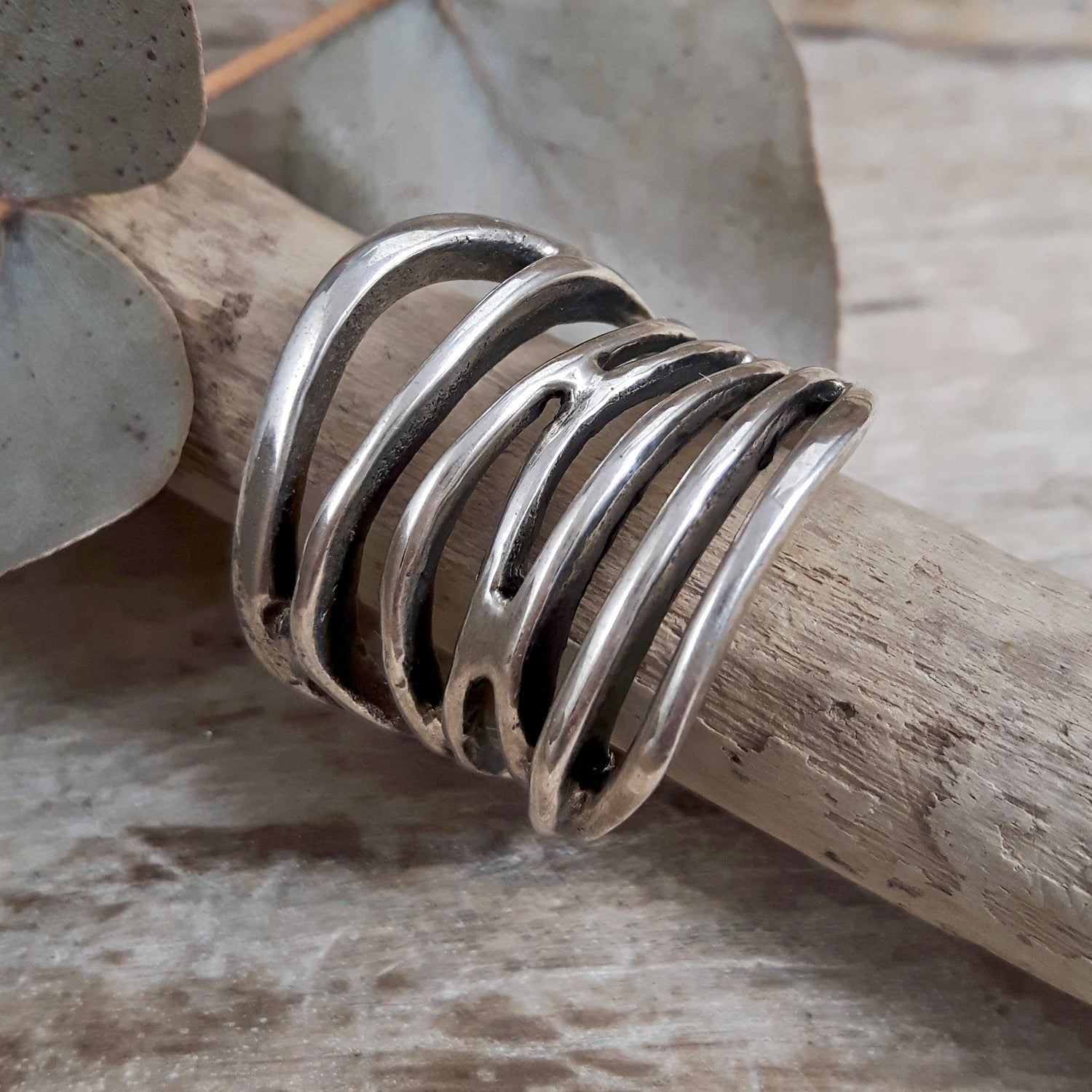 Septimo Oxidised Sterling Silver Ring