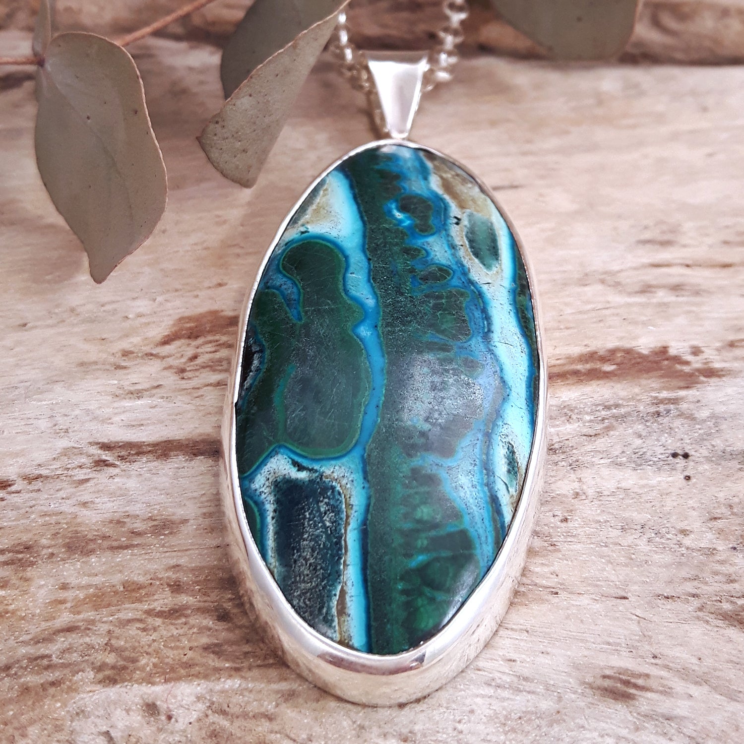 Monet Shattuckite Gemstone XXL Pendant A Set in Sterling Silver