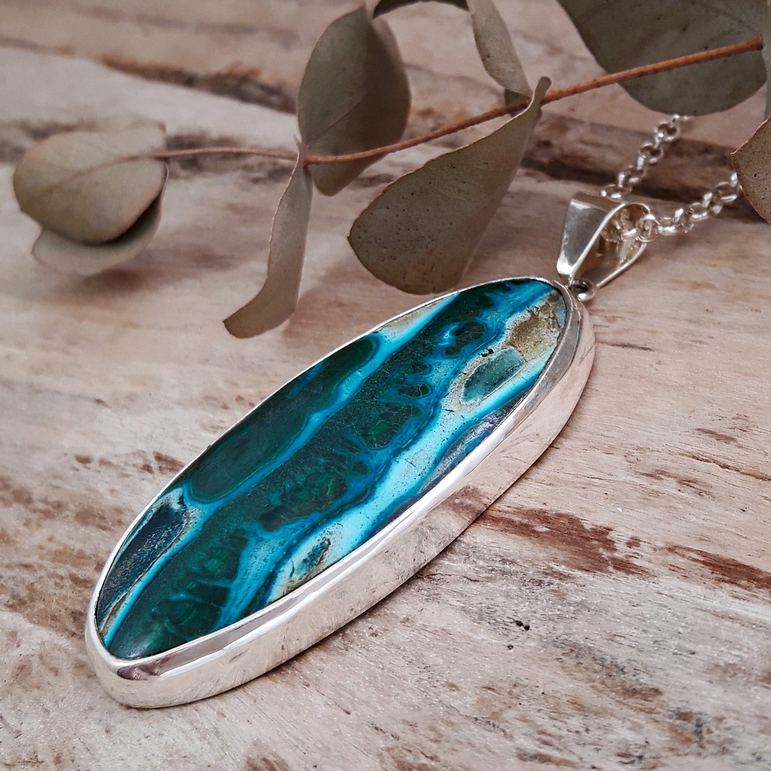 Monet Shattuckite Gemstone XXL Pendant A Set in Sterling Silver