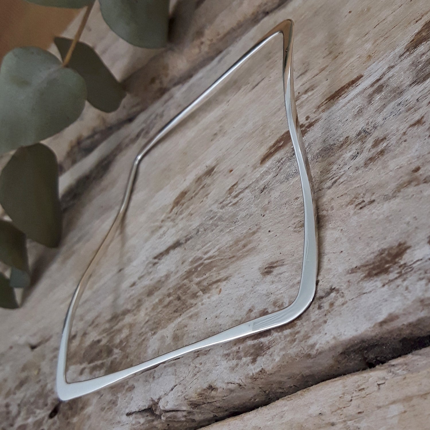 Toro Square Polished Silver Bangle