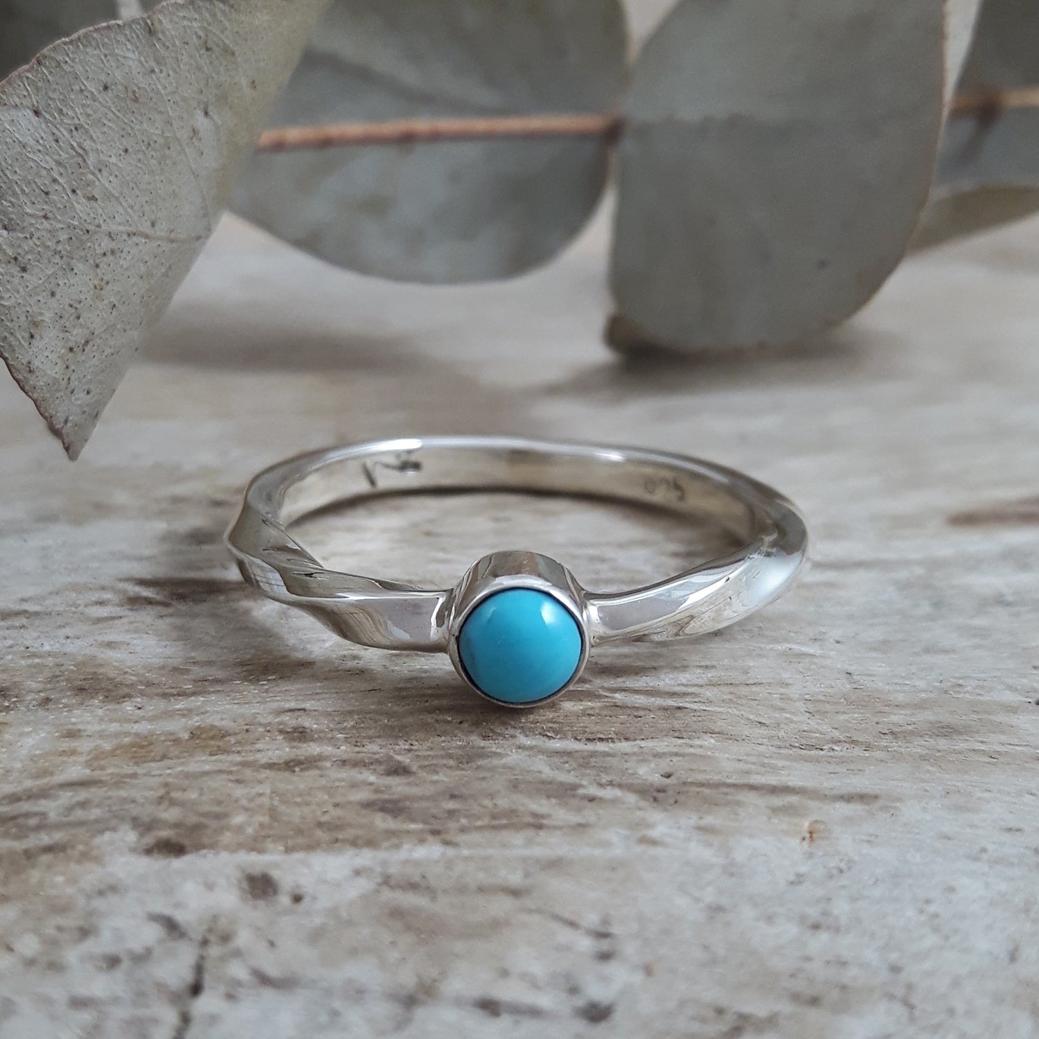 SAMPLE Turquoise Twist Ring Size R