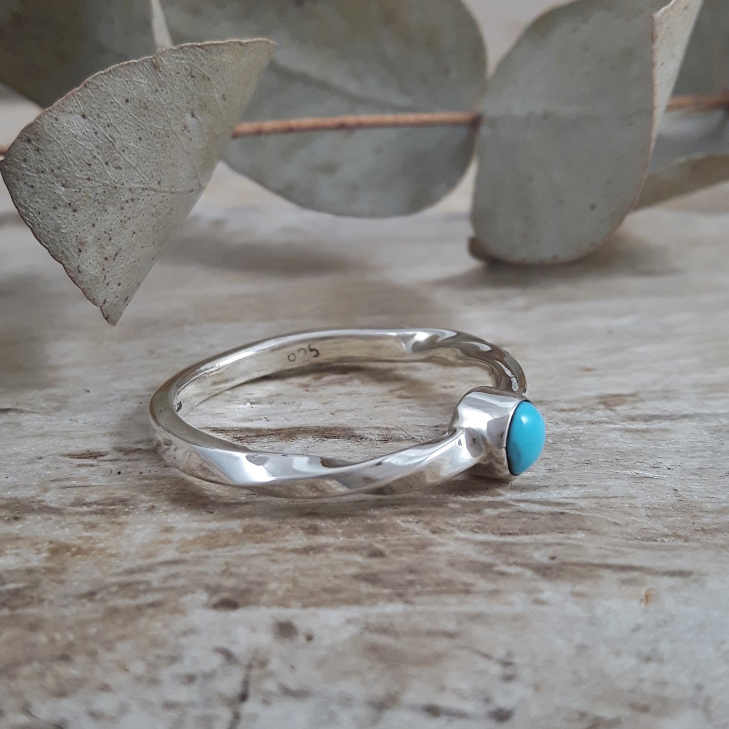 SAMPLE Turquoise Twist Ring Size R