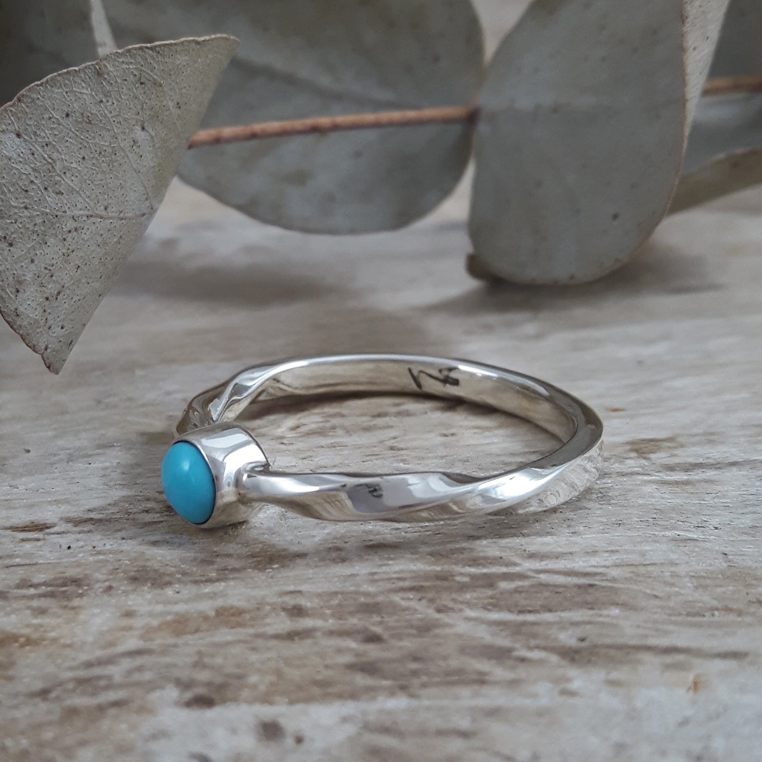 SAMPLE Turquoise Twist Ring Size R