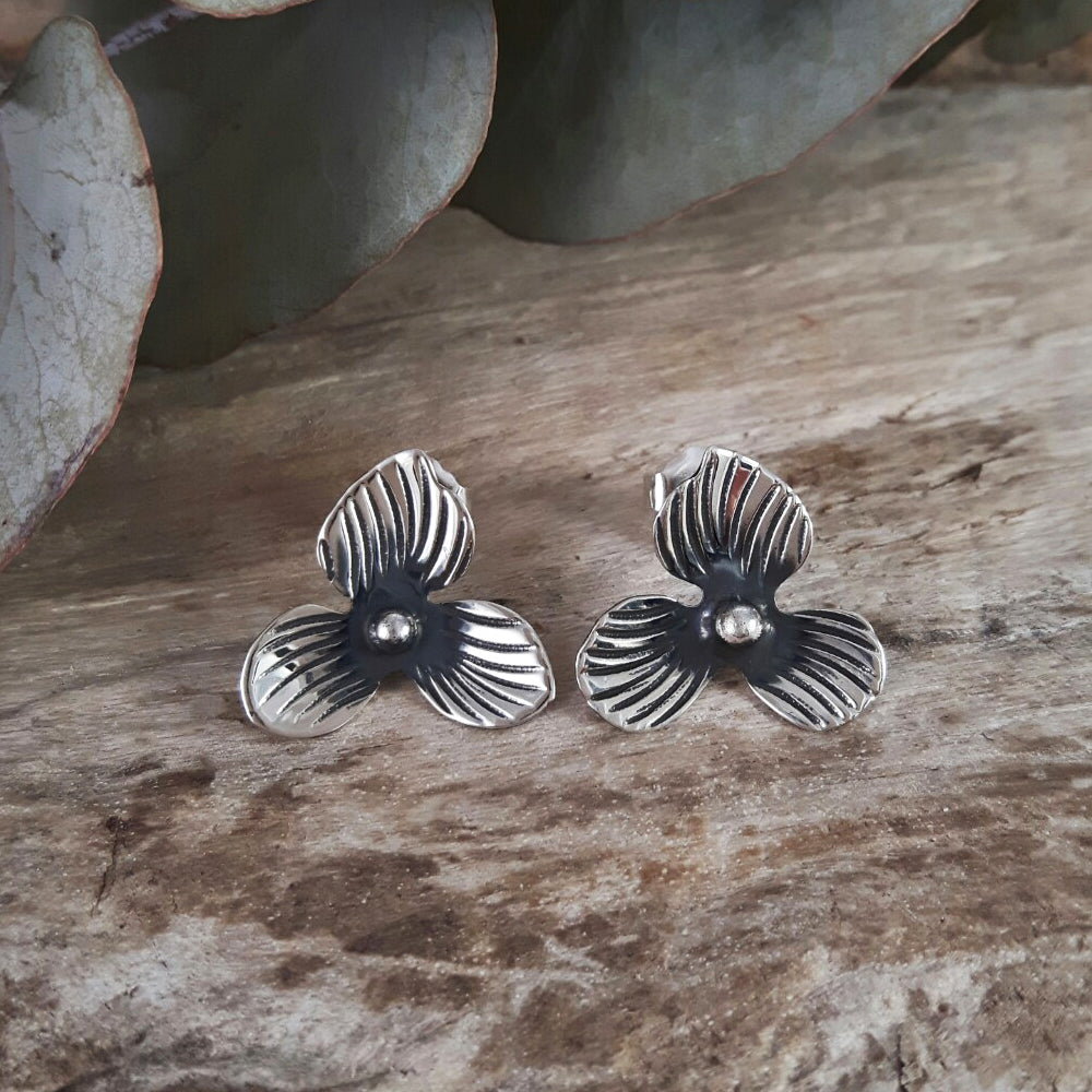 Viola Oxidised Small Stud Earrings